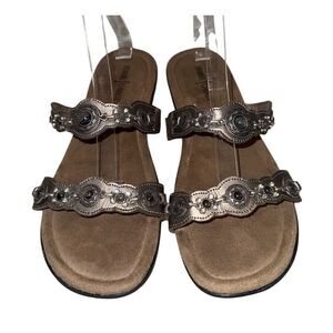 Minnetonka Womens Boca Slide Sandals Gray Size 10
